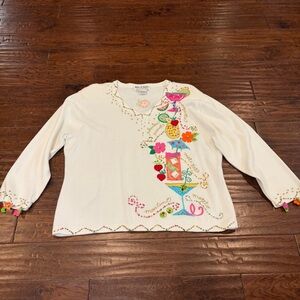 Jack B Quick Embroidered Knit Sweater Sequins Cocktails Fun Girls Night Size XL